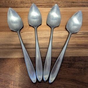 Vintage Supreme Cutlery Stainless Steel Grapefruit Spoons Set Of 4, Made In Japa